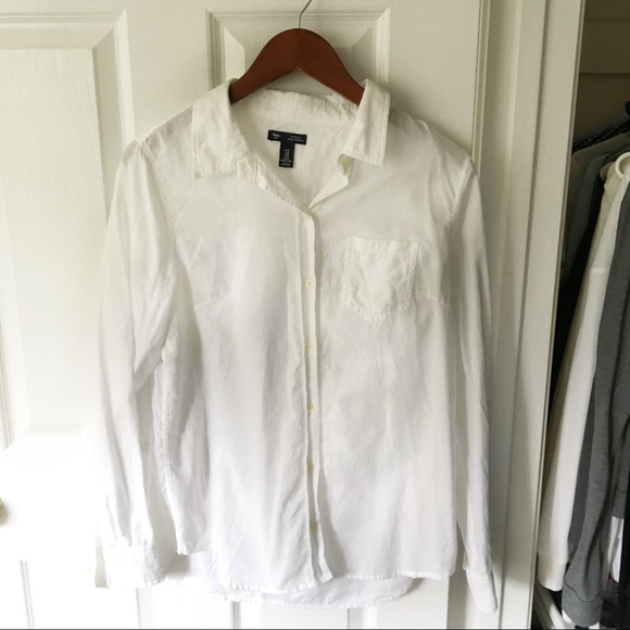 GAP Tops - Gap | White Cotton Boyfriend Fit Button Down